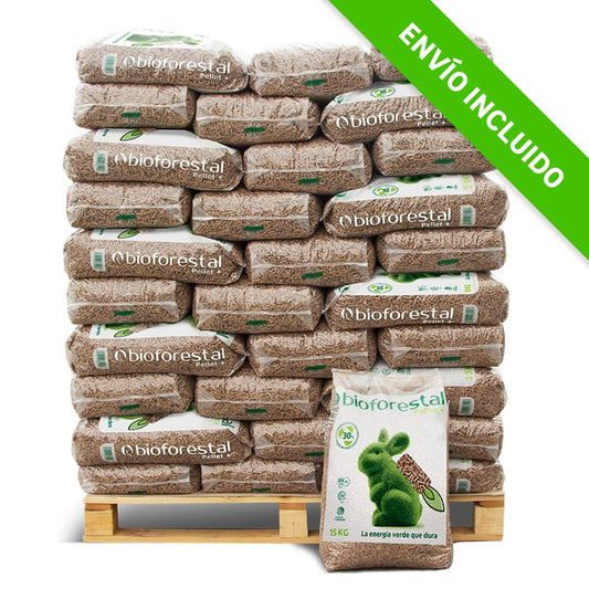 Bioforestal-10 Palet de 700 sacos certificado EnPlusA1 y DinPlus de 15 kg